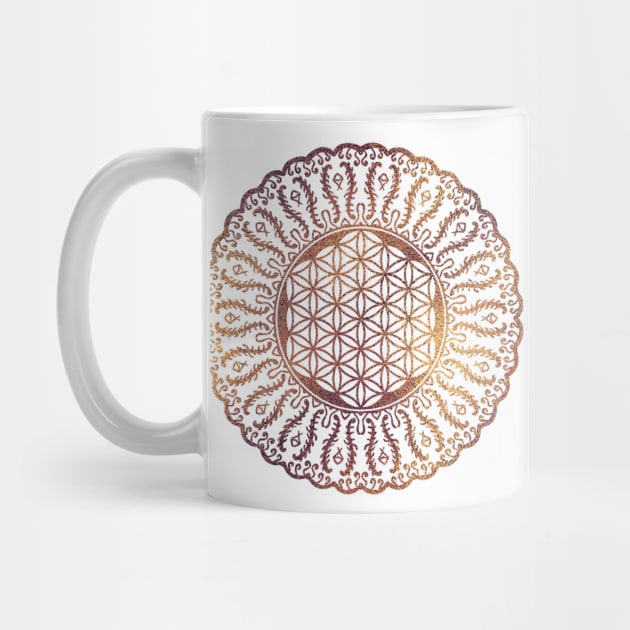 Flower of life in mandala gentle pastel glitter by Nartissima